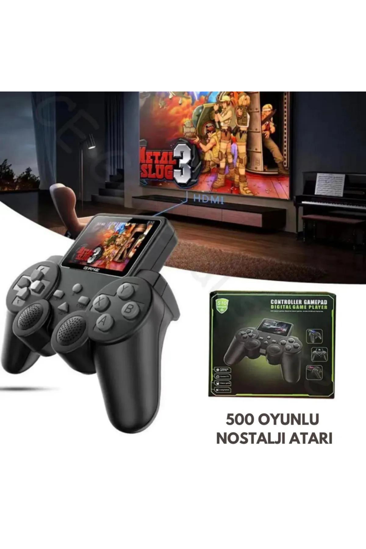 Bilişim Burada Atari S10 Oyun Konsolu 500 Adet Nostalji Retro Oyun Taşınabilir Tek Konsol Gameboy Super Mario